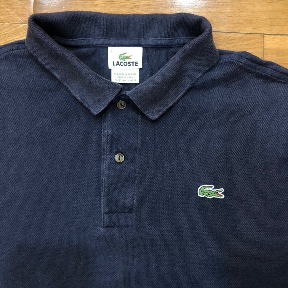 Lacoste Devanlay 100% Cotton Polo Shirt Navy Short Sleeve Size 7 (USA 2XL) - Picture 3 of 9